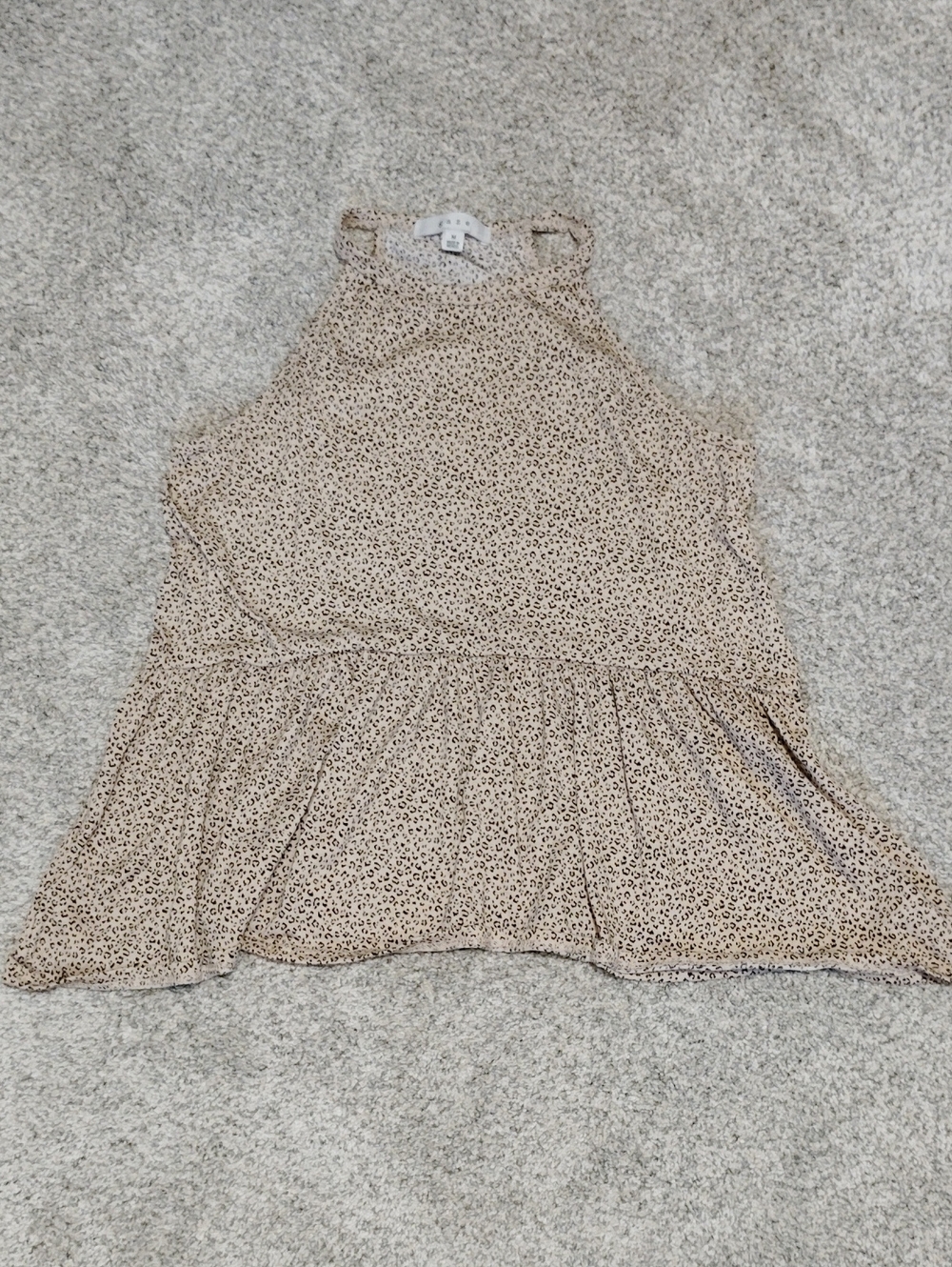 gaze Beige Animal-Print Peplum Halter Cami